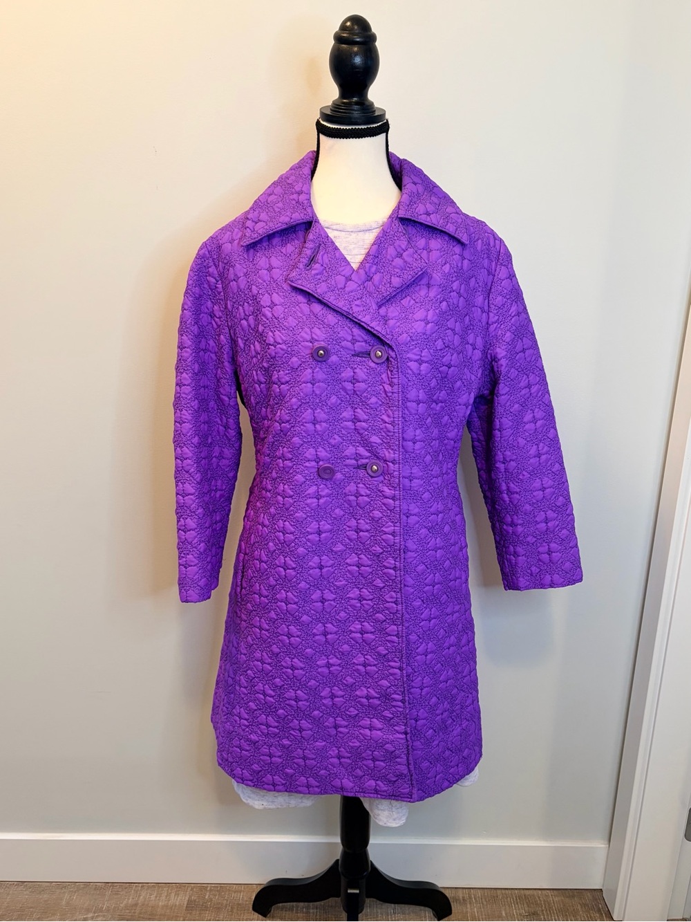 Vintage ‘60’s Dress & Coat Set. Polyester retro pinup purple. Size Medium